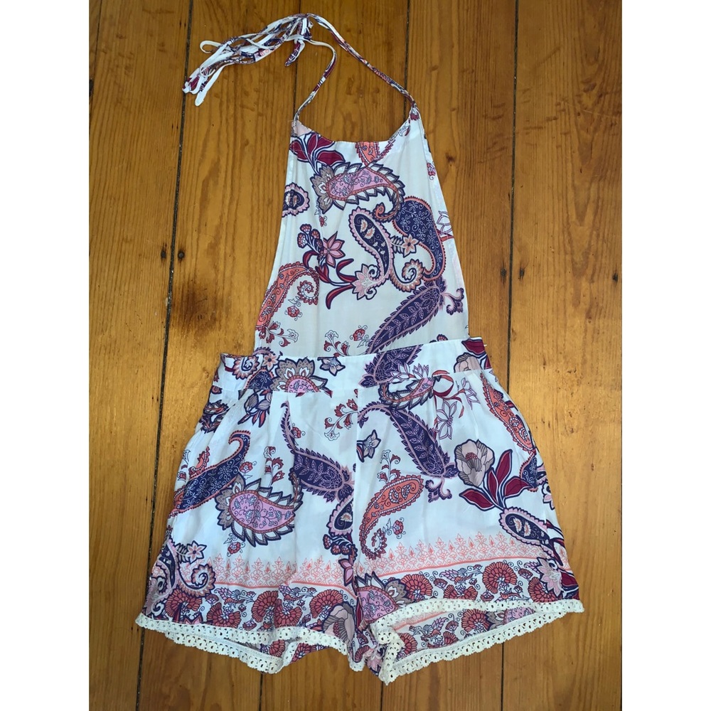 Paisley Open-Back Romper